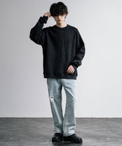 新色追加 Upscape Audience アップスケープオーディエンス 日本製 国産 ウールビックワッフルクルーネックニットソー AUD6570 14125