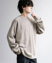 新色追加 Upscape Audience アップスケープオーディエンス 日本製 国産 ウールビックワッフルクルーネックニットソー AUD6570 14125