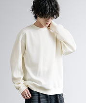 新色追加 Upscape Audience アップスケープオーディエンス 日本製 国産 ウールビックワッフルクルーネックニットソー AUD6570 14125