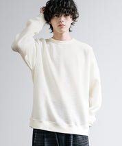 新色追加 Upscape Audience アップスケープオーディエンス 日本製 国産 ウールビックワッフルクルーネックニットソー AUD6570 14125