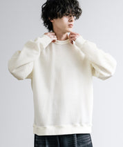 新色追加 Upscape Audience アップスケープオーディエンス 日本製 国産 ウールビックワッフルクルーネックニットソー AUD6570 14125