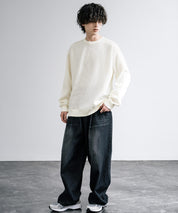 新色追加 Upscape Audience アップスケープオーディエンス 日本製 国産 ウールビックワッフルクルーネックニットソー AUD6570 14125