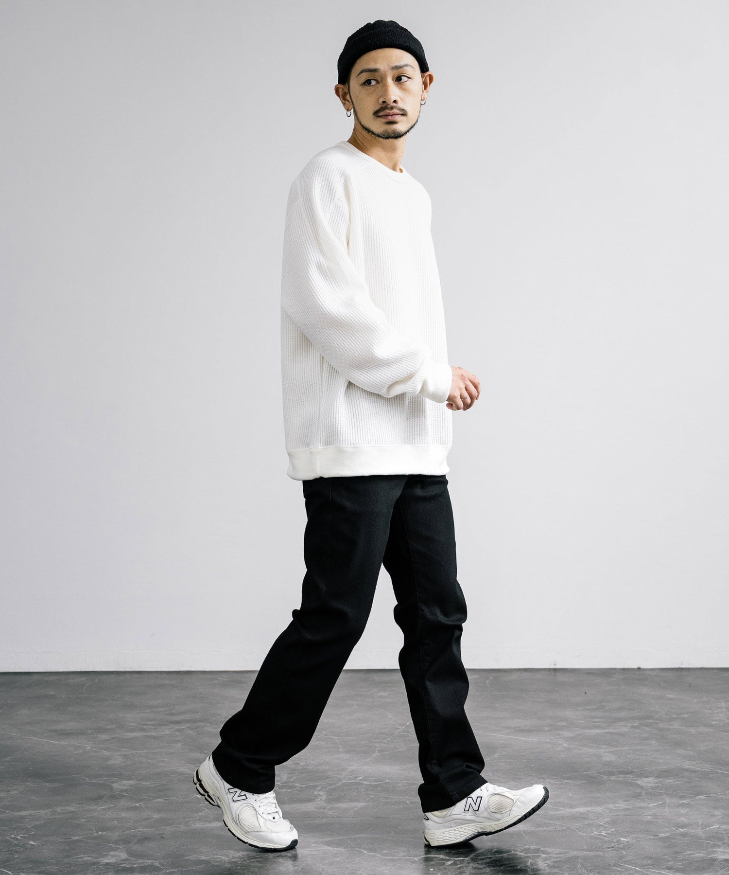 新色追加 Upscape Audience アップスケープオーディエンス 日本製 国産 ウールビックワッフルクルーネックニットソー AUD6570 14125