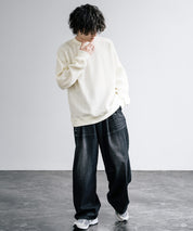 新色追加 Upscape Audience アップスケープオーディエンス 日本製 国産 ウールビックワッフルクルーネックニットソー AUD6570 14125
