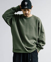 新色追加 Upscape Audience アップスケープオーディエンス 日本製 国産 ウールビックワッフルクルーネックニットソー AUD6570 14125