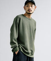 新色追加 Upscape Audience アップスケープオーディエンス 日本製 国産 ウールビックワッフルクルーネックニットソー AUD6570 14125