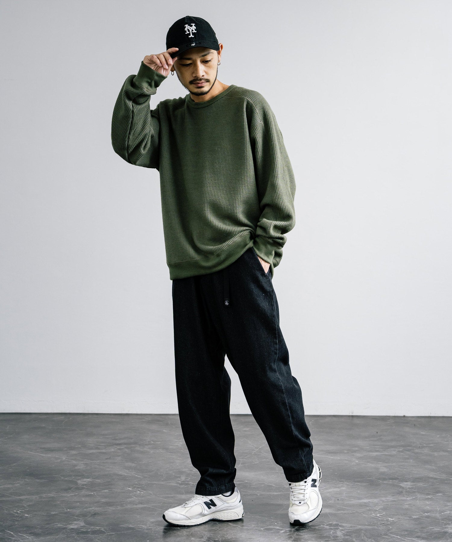 新色追加 Upscape Audience アップスケープオーディエンス 日本製 国産 ウールビックワッフルクルーネックニットソー AUD6570 14125