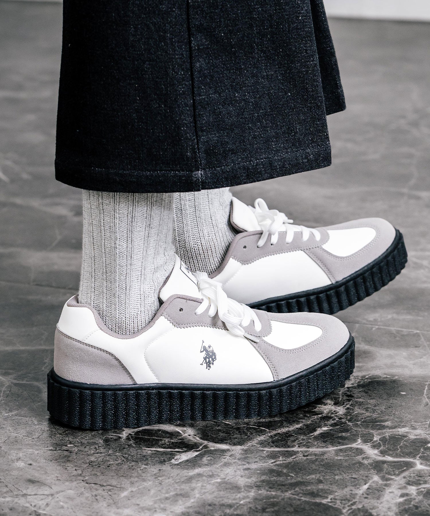 新色追加 U.S. POLO ASSN. ユーエスポロアッスン 厚底ボリュームソールコンビネーションレースアップスニーカー 14137