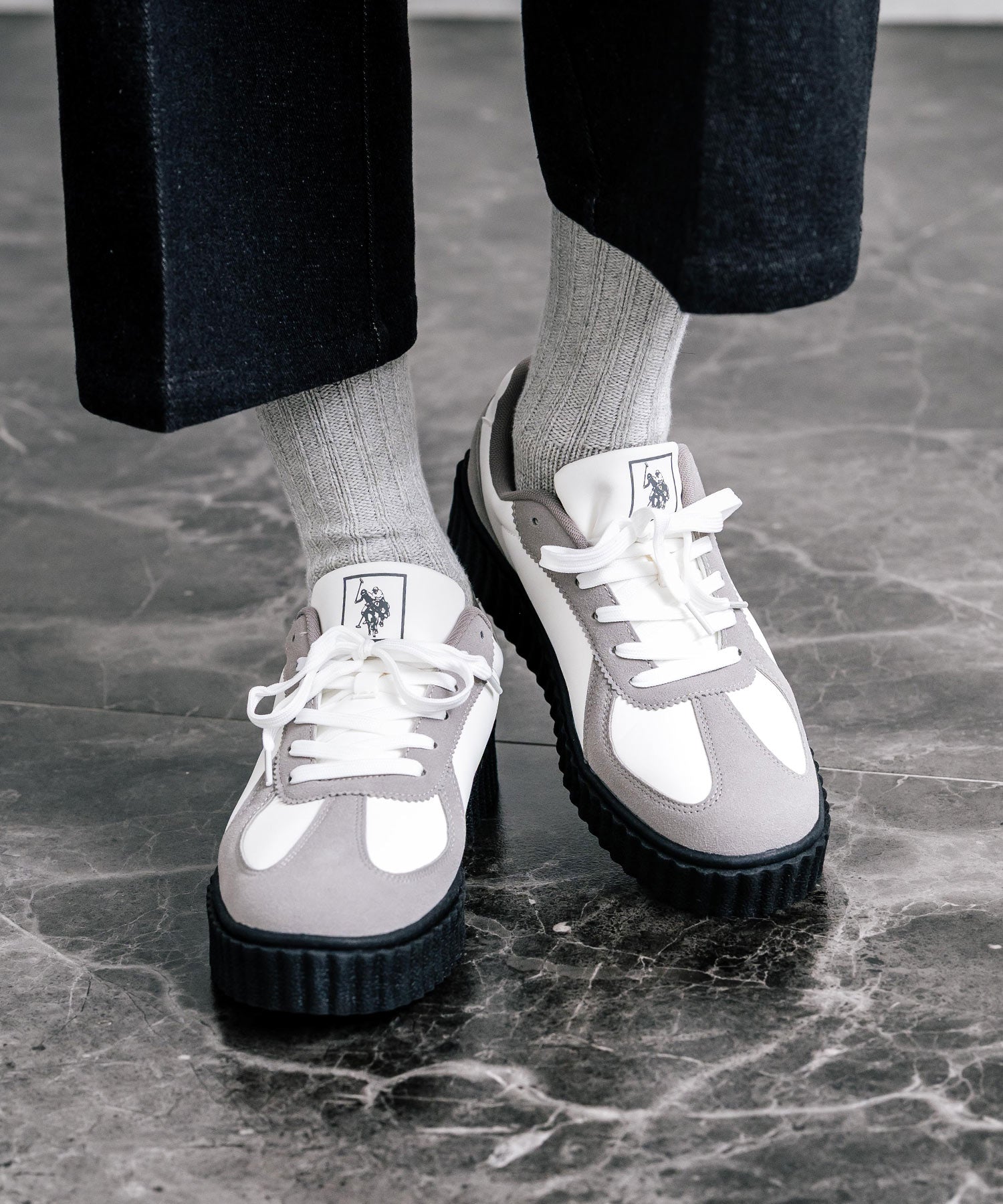 新色追加 U.S. POLO ASSN. ユーエスポロアッスン 厚底ボリュームソールコンビネーションレースアップスニーカー 14137