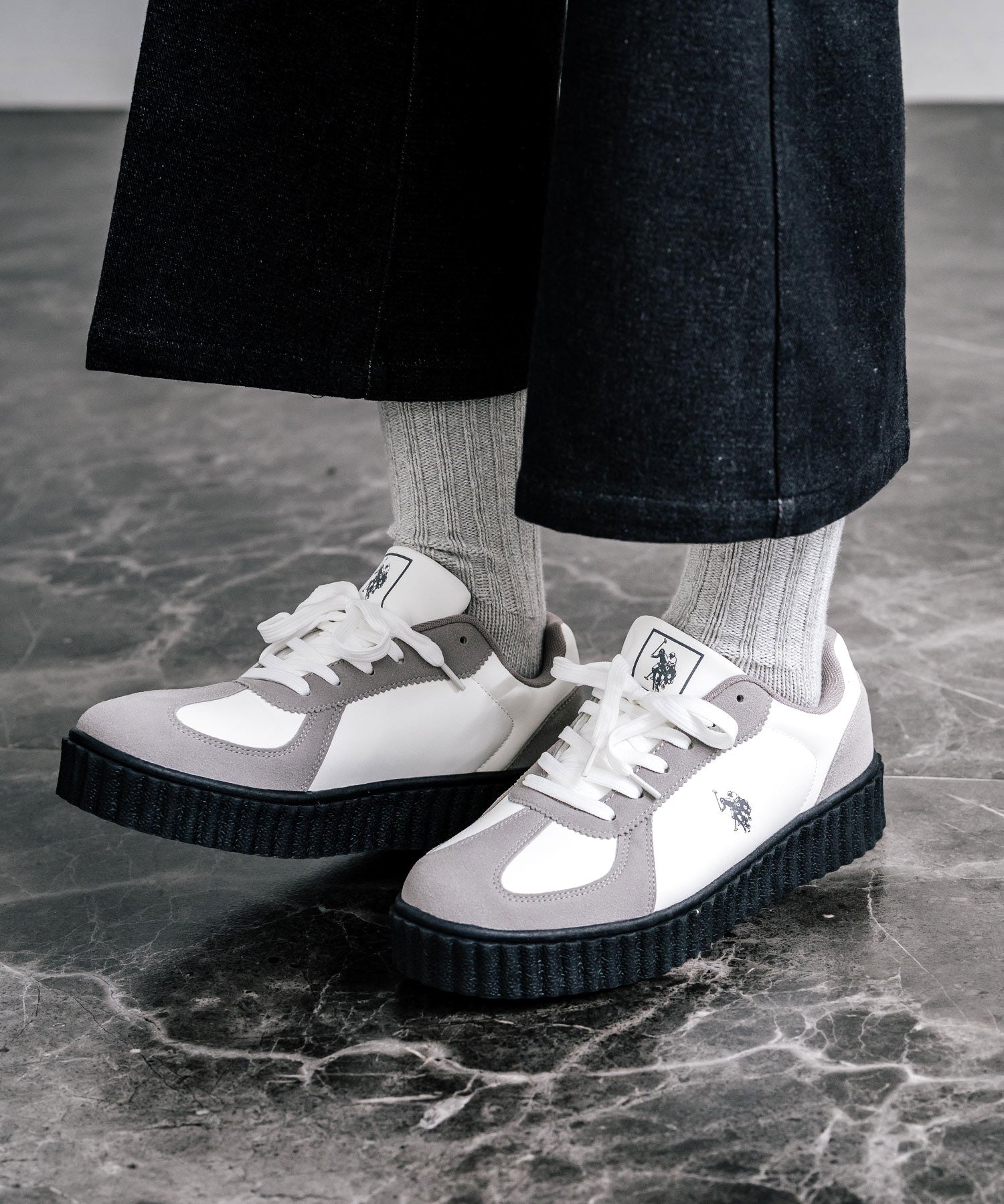 新色追加 U.S. POLO ASSN. ユーエスポロアッスン 厚底ボリュームソールコンビネーションレースアップスニーカー 14137