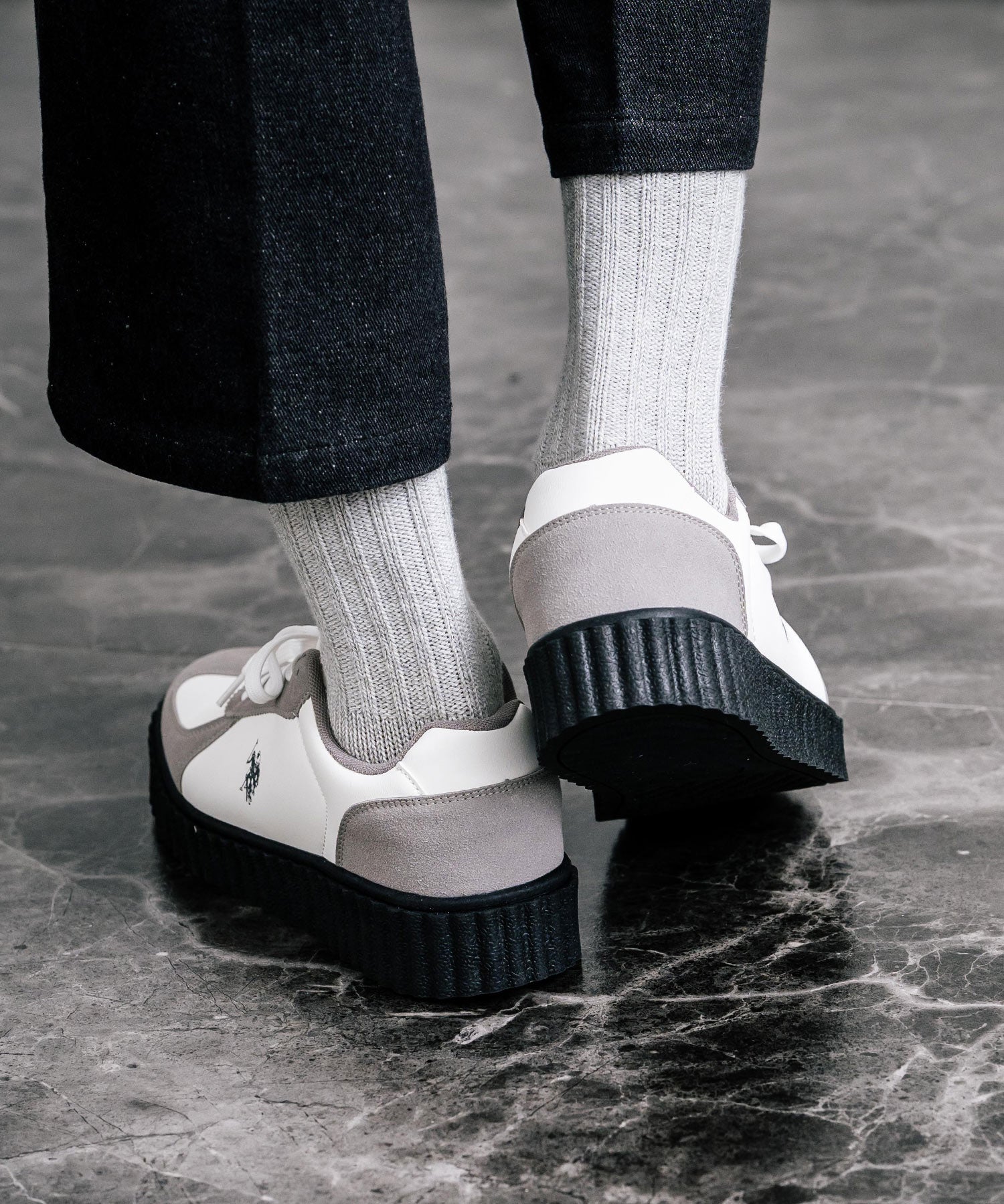 新色追加 U.S. POLO ASSN. ユーエスポロアッスン 厚底ボリュームソールコンビネーションレースアップスニーカー 14137