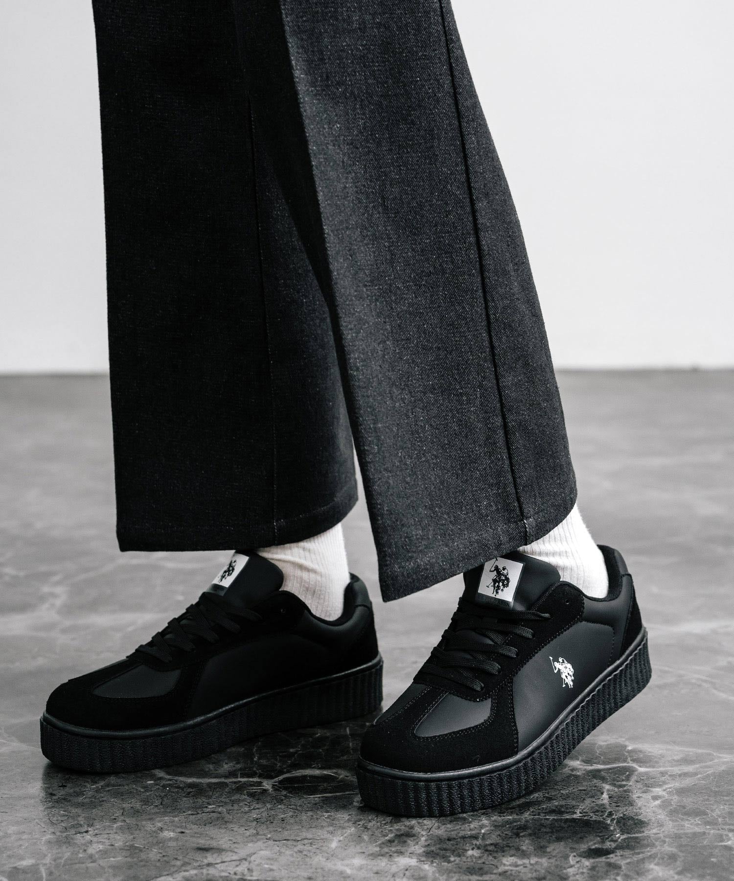 新色追加 U.S. POLO ASSN. ユーエスポロアッスン 厚底ボリュームソールコンビネーションレースアップスニーカー 14137