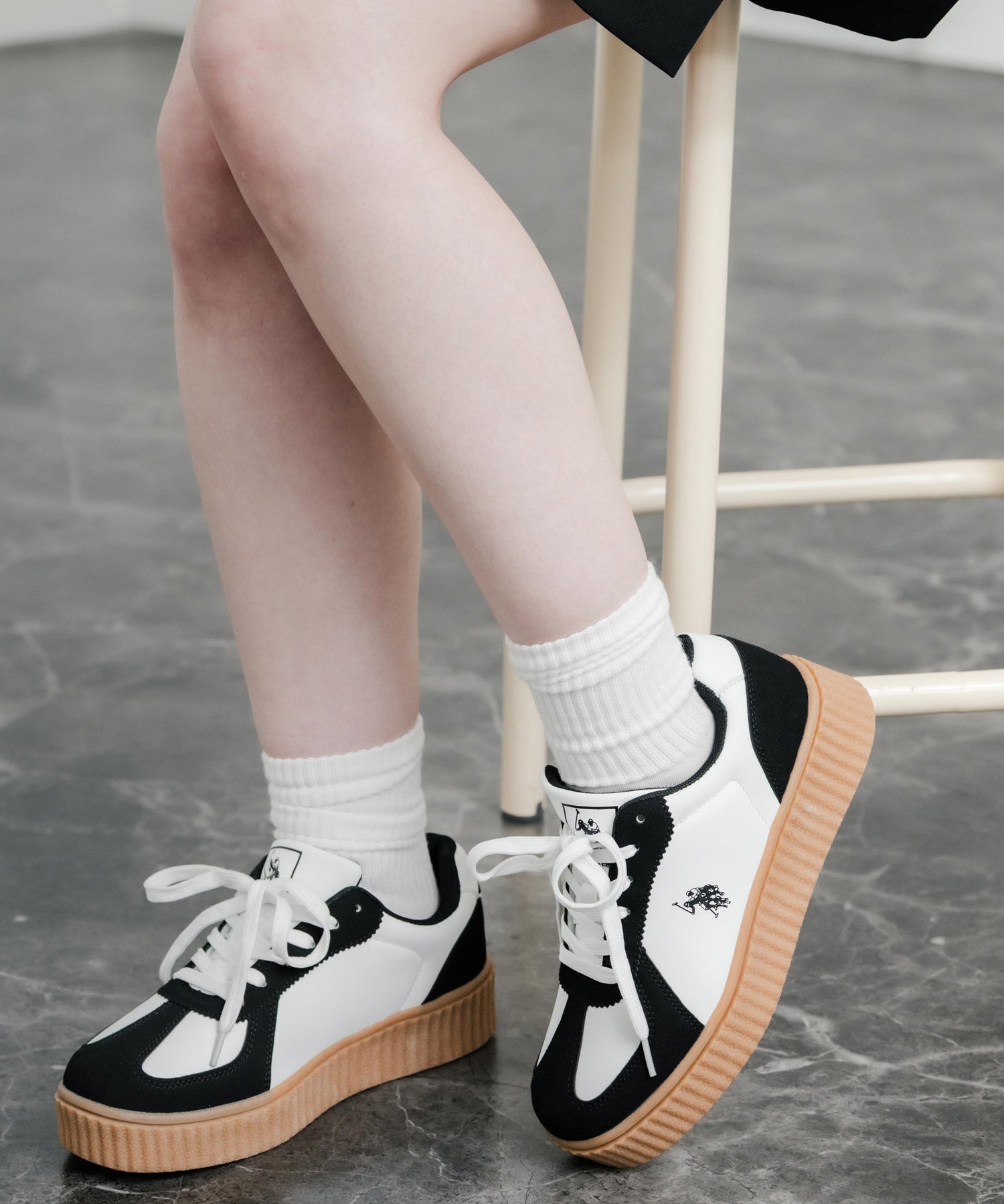 新色追加 U.S. POLO ASSN. ユーエスポロアッスン 厚底ボリュームソールコンビネーションレースアップスニーカー 14137