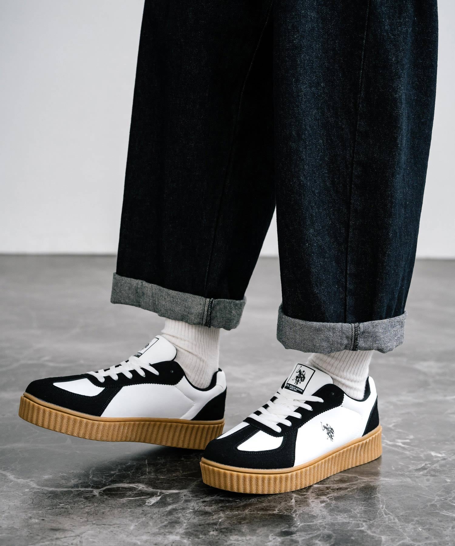 新色追加 U.S. POLO ASSN. ユーエスポロアッスン 厚底ボリュームソールコンビネーションレースアップスニーカー 14137