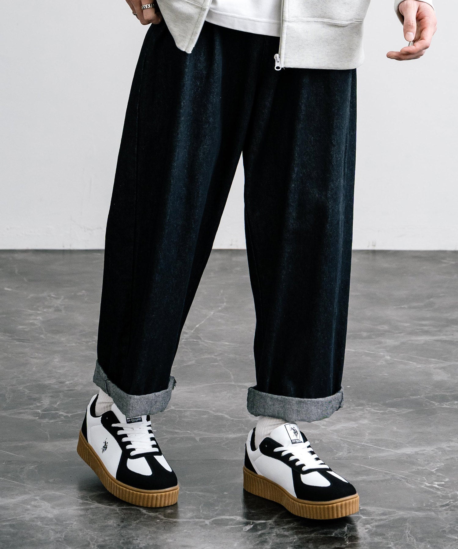 新色追加 U.S. POLO ASSN. ユーエスポロアッスン 厚底ボリュームソールコンビネーションレースアップスニーカー 14137