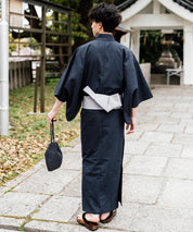 しじら織り帯付き浴衣 扇子 下駄 巾着 5点セット　無地/ストライプ 14155