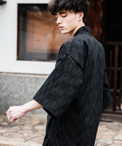 しじら織り甚平 上下セット 無地/ストライプ 14156