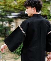 しじら織り甚平 上下セット 無地/ストライプ 14156