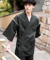 しじら織り甚平 上下セット 無地/ストライプ 14156