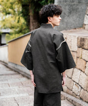 しじら織り甚平 上下セット 無地/ストライプ 14156