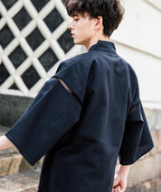 しじら織り甚平 上下セット 無地/ストライプ 14156