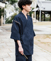 しじら織り甚平 上下セット 無地/ストライプ 14156