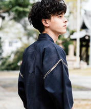 しじら織り甚平 上下セット 無地/ストライプ 14156