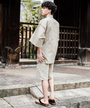 しじら織り甚平 上下セット 無地/ストライプ 14156