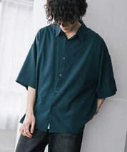 新色追加 接触冷感 オーバーサイズとろみビッグシルエットストレッチレギュラーカラー半袖シャツ 14208