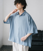 新色追加 接触冷感 オーバーサイズとろみビッグシルエットストレッチレギュラーカラー半袖シャツ 14208