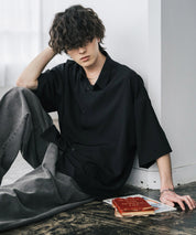 新色追加 接触冷感 オーバーサイズとろみビッグシルエットストレッチレギュラーカラー半袖シャツ 14208