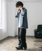 新色追加 接触冷感 オーバーサイズとろみビッグシルエットストレッチレギュラーカラー半袖シャツ 14208