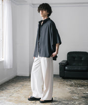 新色追加 接触冷感 オーバーサイズとろみビッグシルエットストレッチレギュラーカラー半袖シャツ 14208