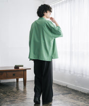 新色追加 接触冷感 オーバーサイズとろみビッグシルエットストレッチレギュラーカラー半袖シャツ 14208