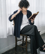 新色追加 接触冷感 オーバーサイズとろみビッグシルエットストレッチレギュラーカラー半袖シャツ 14208