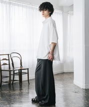 新色追加 接触冷感 オーバーサイズとろみビッグシルエットストレッチレギュラーカラー半袖シャツ 14208