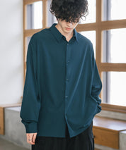 新色追加 接触冷感 オーバーサイズとろみストレッチレギュラーカラー長袖シャツ 14209