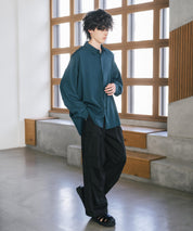 新色追加 接触冷感 オーバーサイズとろみストレッチレギュラーカラー長袖シャツ 14209