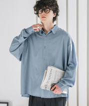 新色追加 接触冷感 オーバーサイズとろみストレッチレギュラーカラー長袖シャツ 14209