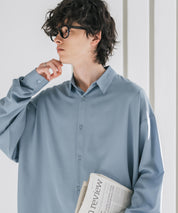 新色追加 接触冷感 オーバーサイズとろみストレッチレギュラーカラー長袖シャツ 14209