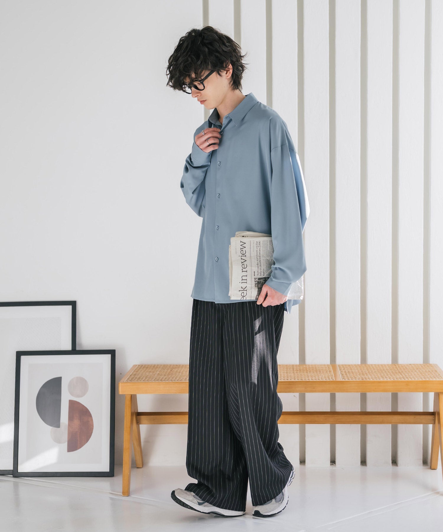 新色追加 接触冷感 オーバーサイズとろみストレッチレギュラーカラー長袖シャツ 14209