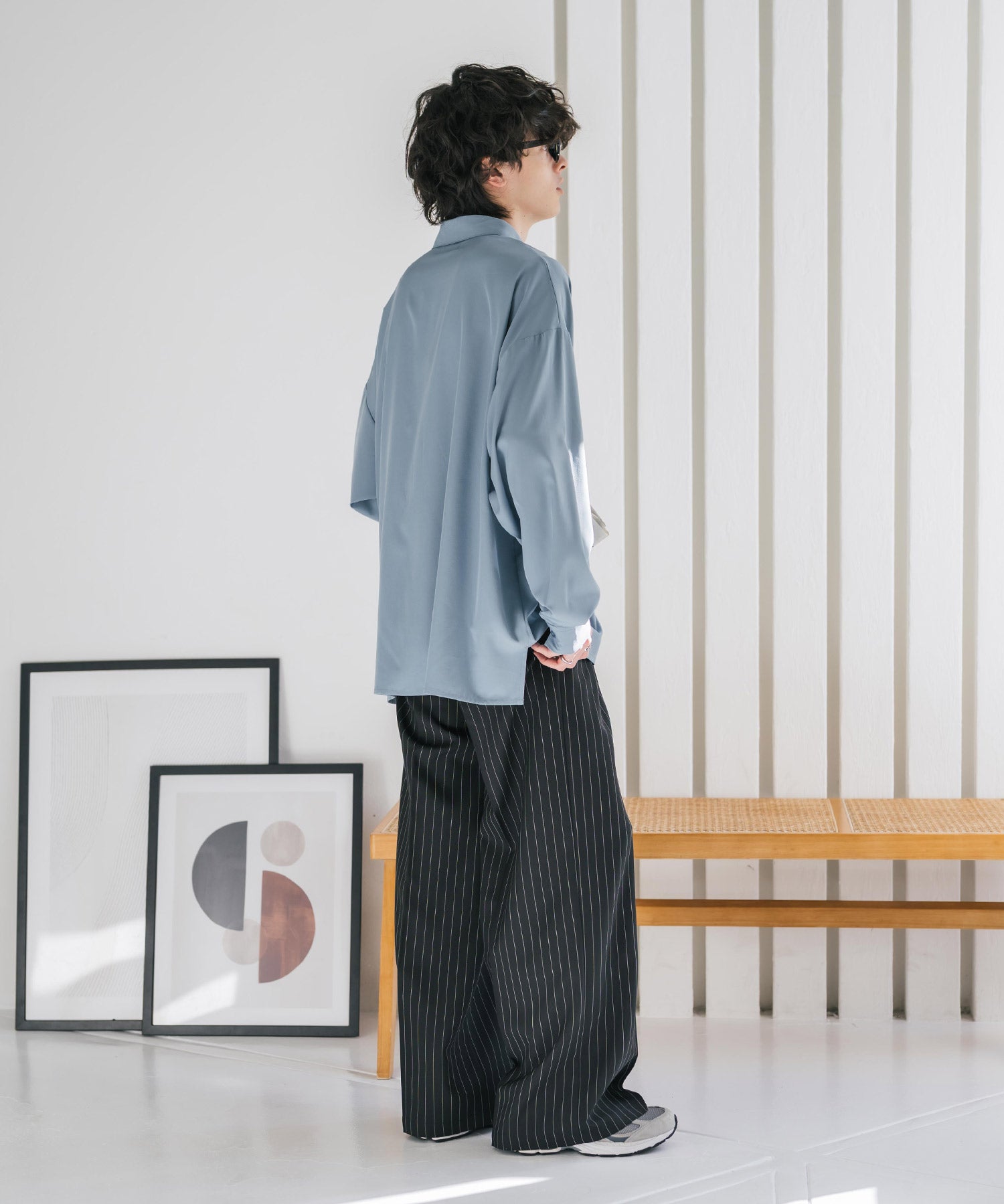 新色追加 接触冷感 オーバーサイズとろみストレッチレギュラーカラー長袖シャツ 14209