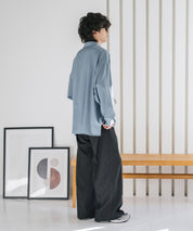 新色追加 接触冷感 オーバーサイズとろみストレッチレギュラーカラー長袖シャツ 14209