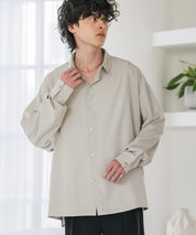 新色追加 接触冷感 オーバーサイズとろみストレッチレギュラーカラー長袖シャツ 14209