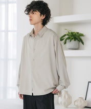 新色追加 接触冷感 オーバーサイズとろみストレッチレギュラーカラー長袖シャツ 14209