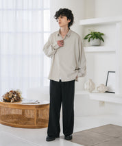 新色追加 接触冷感 オーバーサイズとろみストレッチレギュラーカラー長袖シャツ 14209