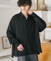 新色追加 接触冷感 オーバーサイズとろみストレッチレギュラーカラー長袖シャツ 14209