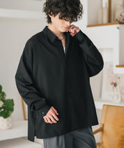 新色追加 接触冷感 オーバーサイズとろみストレッチレギュラーカラー長袖シャツ 14209