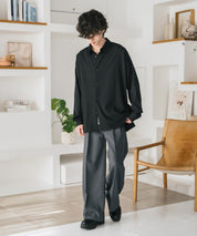 新色追加 接触冷感 オーバーサイズとろみストレッチレギュラーカラー長袖シャツ 14209