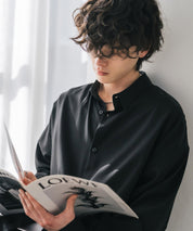 新色追加 接触冷感 オーバーサイズとろみストレッチレギュラーカラー長袖シャツ 14209